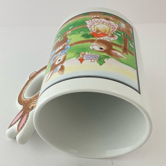 Bunny Rabbits mug with cute bunny shaped handle, NEW - Picture 3 of 10